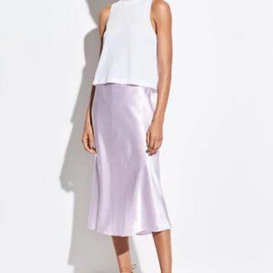 Elegant Lavender Satin Midi Skirt